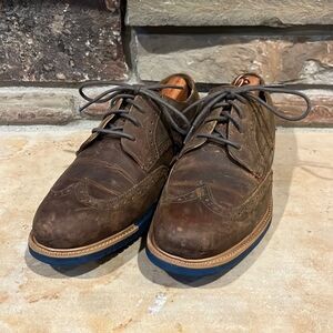 Cole Haan Grand.OS Brown Rugged Leather Wingtip Oxford Shoe